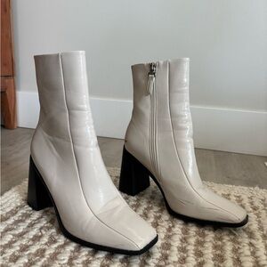 Princess Polly Cream Ankle Boots